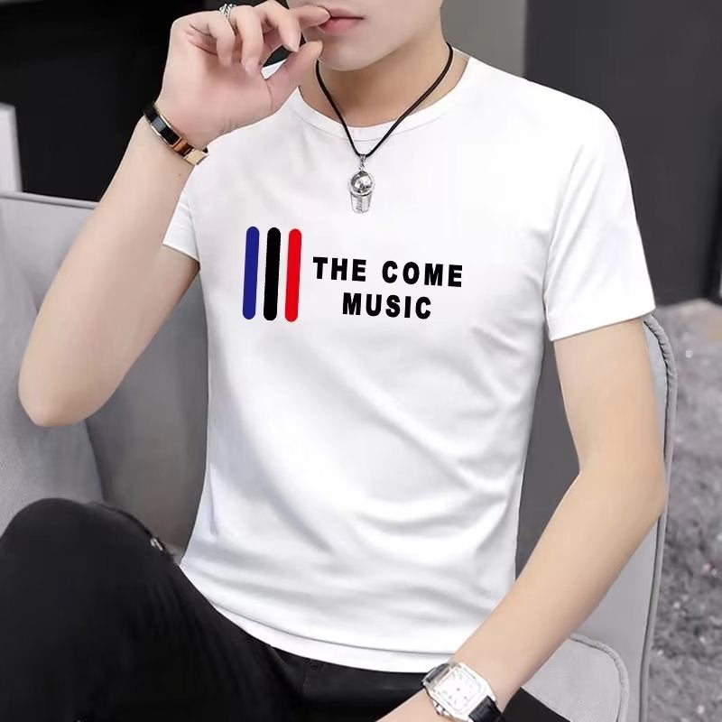 New T-Shirt Fashion Fashion Brand Trendy Round Neck Trendy Men'S Short Sleeve Ins Youth Popular Artistic Slim Fit All-Matching Summer - Image 2
