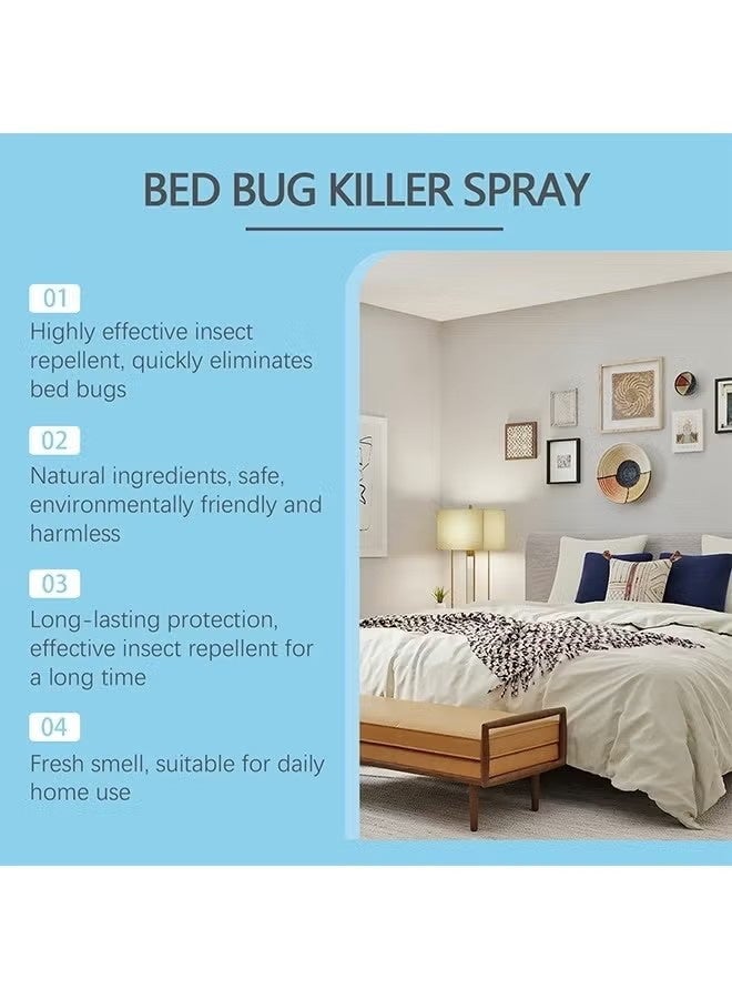 JUE-FISH 120ml Bed Bugs Killer Spray, Low Odor Roach & Fly Killer Spray, Plant-Based Actives Kill Insects & Bugs On Contact, Non-Greasy, Repellent Indoor Flea Moth Bugs Bed Bugs, No Stains, Fresh Scent - Image 3
