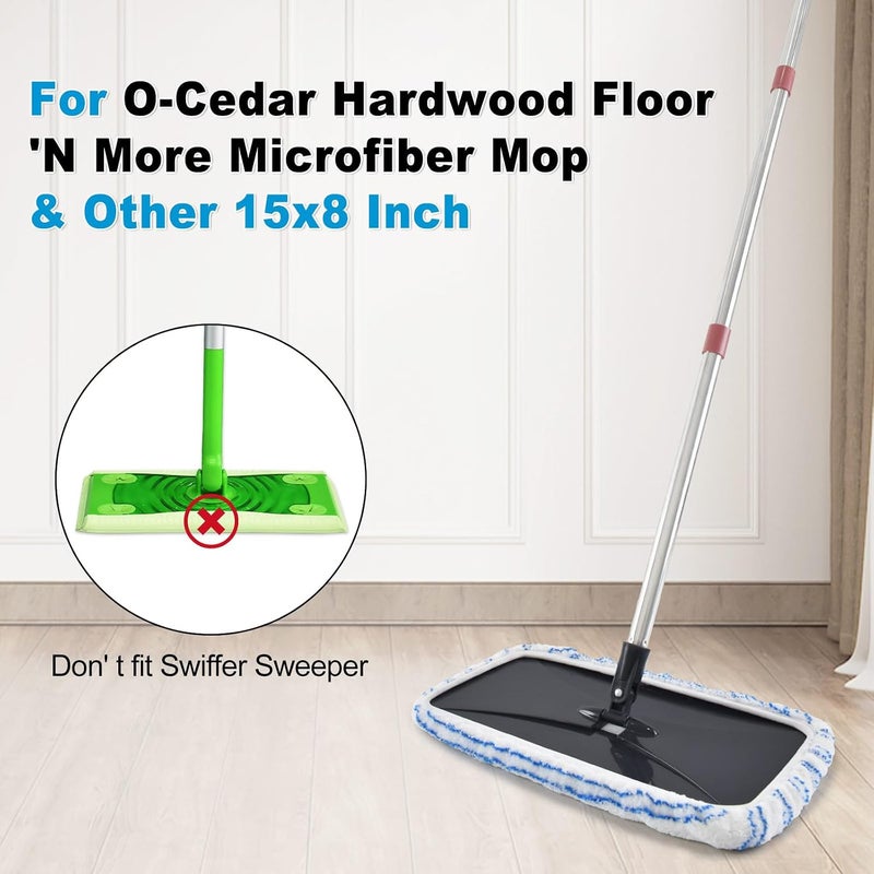 Heuihm 5 Pack Mop Heads Replacements for Ocedar Hardwood Floor 'N More Microfiber Mops,Terry Cloth Mops Refills 15 x 8 Flat Dust Mop Pads for O Cedar mop, Washable & Reusable Mopping Pads - Image 5