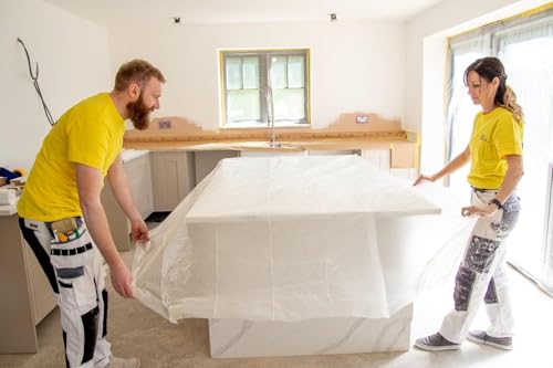 BLUE MAX LD Plastic Dust Cover Roll Sheet 44 Inch x 30 Meter | Transparent Polyethylene Sheeting Roll | Waterproof Dustproof Protective Cover | Furniture, Packing, Painting, Renovation Use - Image 3