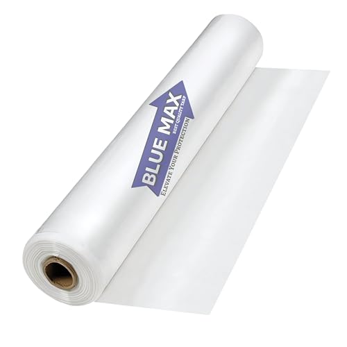 BLUE MAX LD Plastic Dust Cover Roll Sheet 44 Inch x 30 Meter | Transparent Polyethylene Sheeting Roll | Waterproof Dustproof Protective Cover | Furniture, Packing, Painting, Renovation Use - Image 1