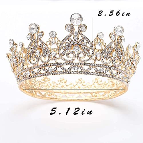 Foyte Baroque Queen Crown Gold Bride Rhinestone Wedding Crown Tiaras Crystal Hair Accessories for Women - Image 3