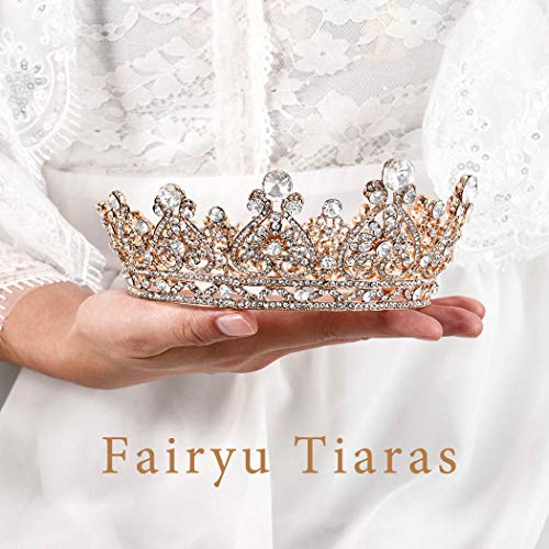 Foyte Baroque Queen Crown Gold Bride Rhinestone Wedding Crown Tiaras Crystal Hair Accessories for Women - Image 5