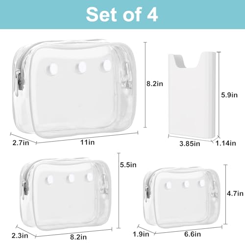 Everfunny 3 Pcs Clear Bogg Beach Tote Bag with 4 Pcs Insert Hooks and 1 Phone Holder Accessories for Bogg Bags Travel Makeup Clean Toiletry Brush Organizer Cosmetic Divider Storage Inner Pouch (White set of 4) - Image 4