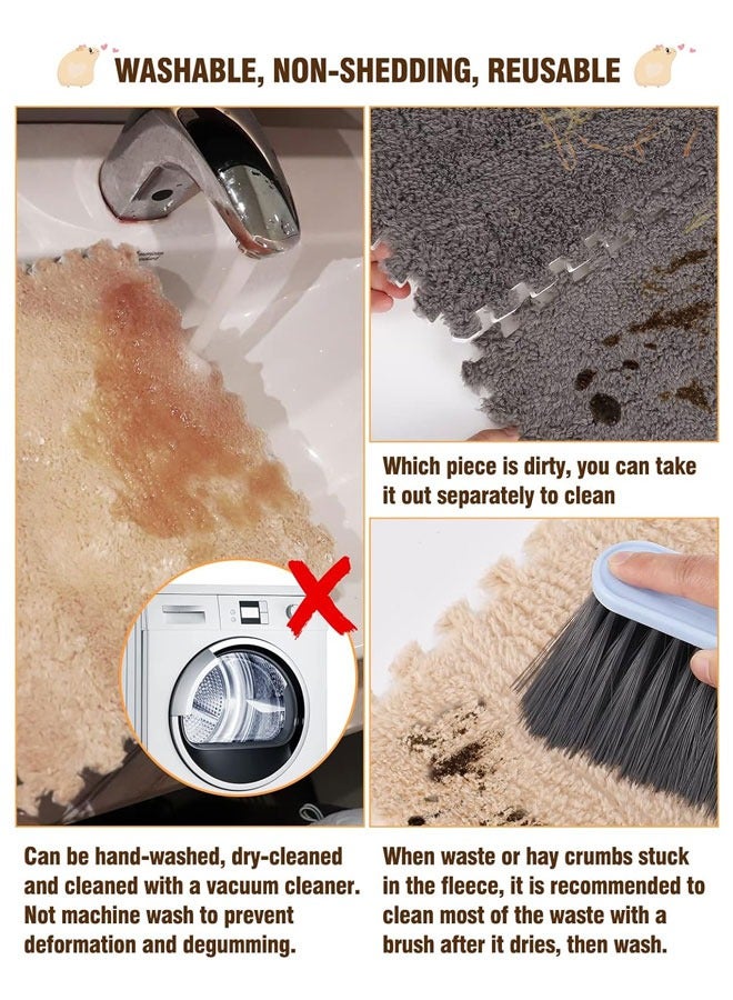 8Pcs Fleece Cage Liners Washable & Anti Slip  Pads with Borders Reusable Bunny Soft Mats for Small Pet Resting Playing (Light Brown & Gray) - Image 5