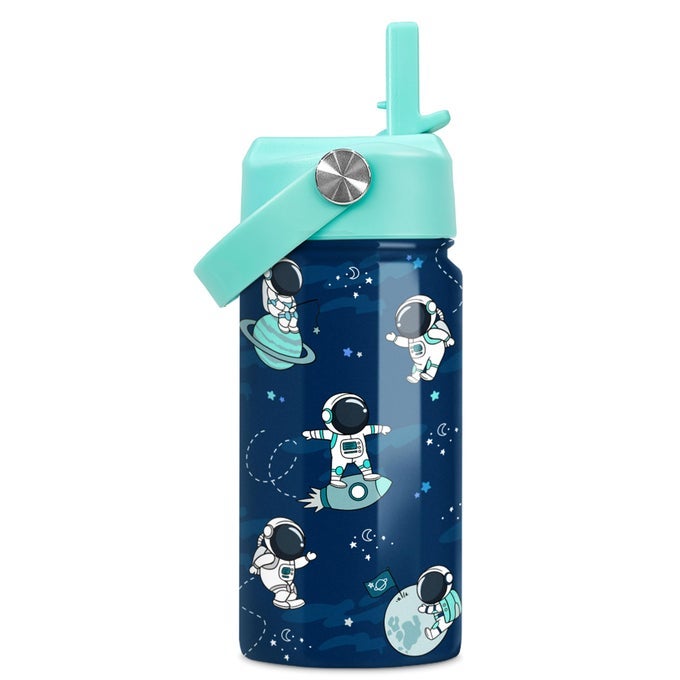 ASTRONAUT WATER BOTTLE KIDS WATER BOTTLE WITH STRAW LID 12 OZ INSULATED STAINLESS STEEL WATER BOTTLES FOR KID BOYS TRAVEL CUP FOR SCHOOL SPORTS