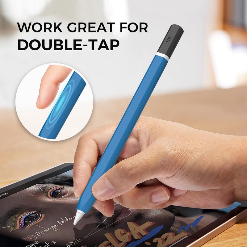 TRONWIN Apple Pencil Pro case,Classic Pencil Design Cover,Silicone Apple Pencil 2nd Generation case,Perfect Grip Apple Pencil Pro Sleeve (Blue) - Image 5