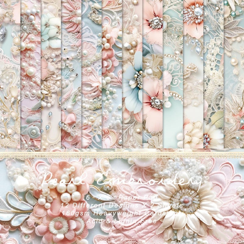 DESEACO Premium 6x6 Inch Single-Sided Scrapbook Paper Pad - Perfect for Crafting, Decorative Projects and Card Making - 24 Sheets & 12 Elegant Patterns - Image 1