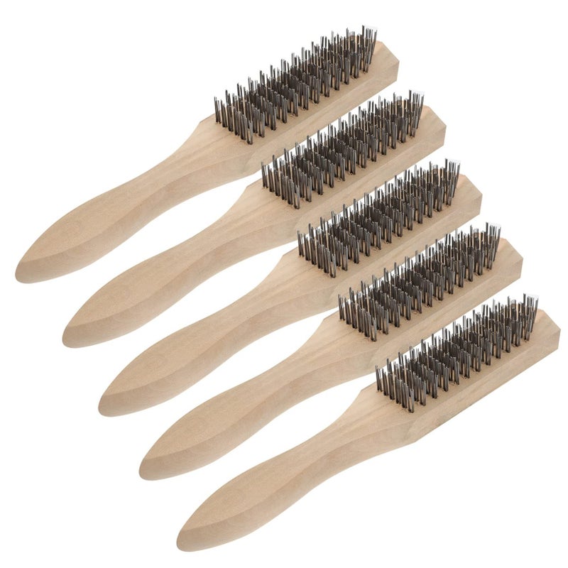 5 Pcs Brass Bristle Brush Wire Scratch Brush Welding Cleaning Rust Removal Tool Wooden Handle Steel - Image 2