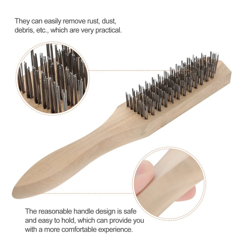 5 Pcs Brass Bristle Brush Wire Scratch Brush Welding Cleaning Rust Removal Tool Wooden Handle Steel - Image 5