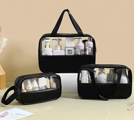 Keetly Cosmetic Bag 3 Pack Makeup Bag  Travel Cosmetic Bags with Handle  Waterproof Toiletry Bag  Portable Organizer  Storage Bag Set for Women - Image 4