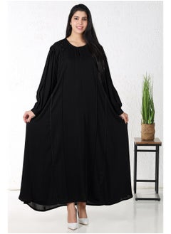 Black abaya with buttons on the shoulder