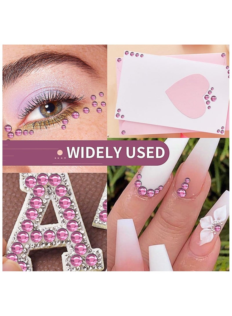 3090Pcs 4 Sheets Rhinestone Stickers 3/4/5/6 mm Self Adhesive Craft Rhinestones Gems for Face Eyes Makeup Hair Body (Pink-3/4/5/6mm) - Image 5