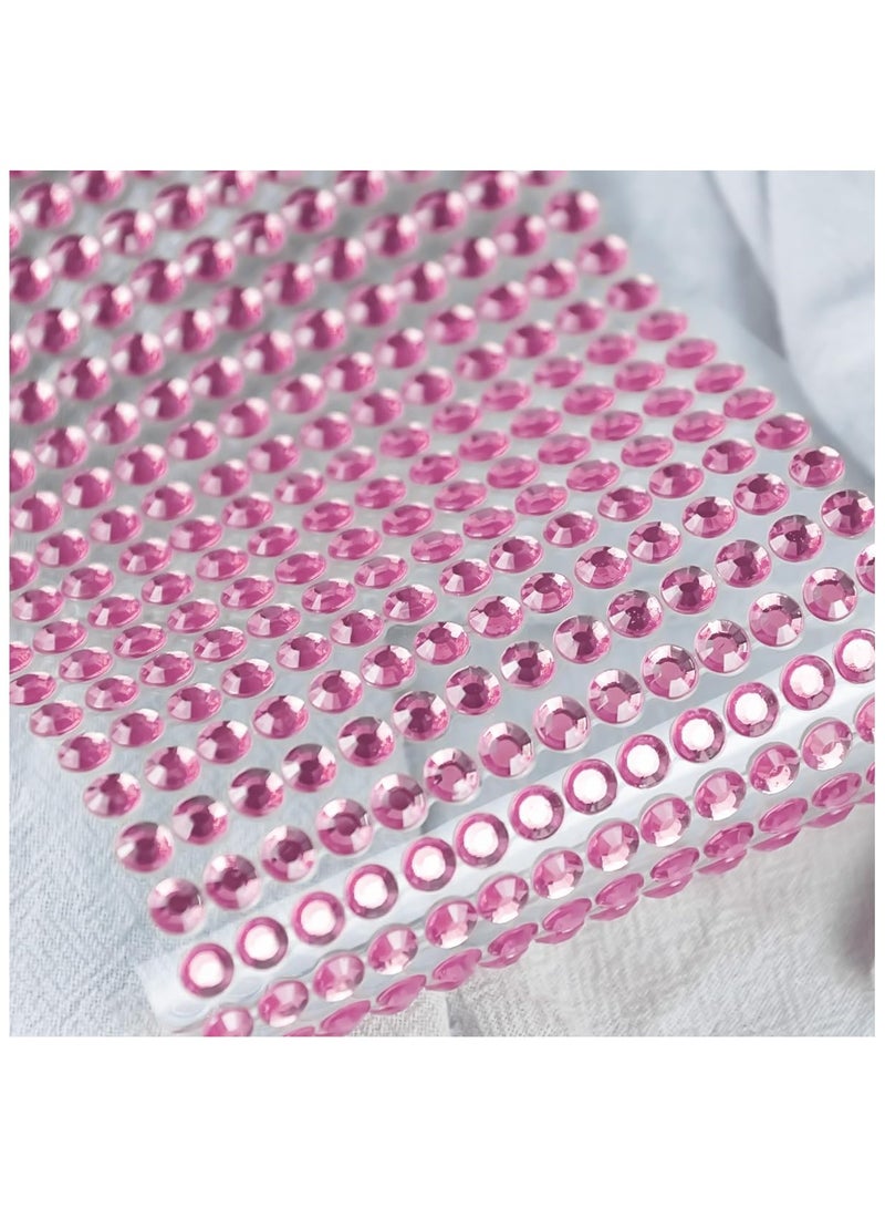 3090Pcs 4 Sheets Rhinestone Stickers 3/4/5/6 mm Self Adhesive Craft Rhinestones Gems for Face Eyes Makeup Hair Body (Pink-3/4/5/6mm) - Image 4