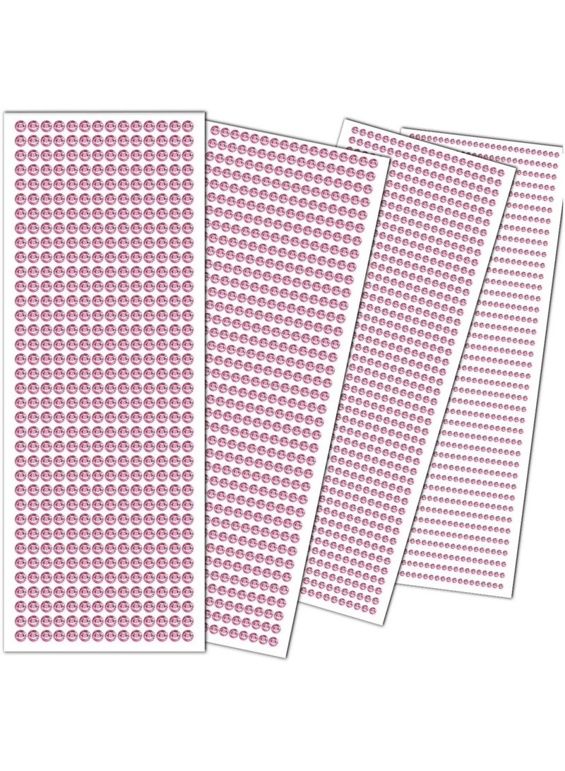 3090Pcs 4 Sheets Rhinestone Stickers 3/4/5/6 mm Self Adhesive Craft Rhinestones Gems for Face Eyes Makeup Hair Body (Pink-3/4/5/6mm) - Image 1