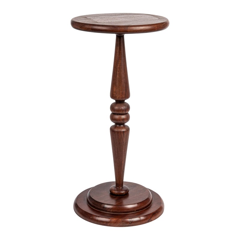 Creative CoOp Bishop Pedestal Cocktail Side Table Dark Chestnut