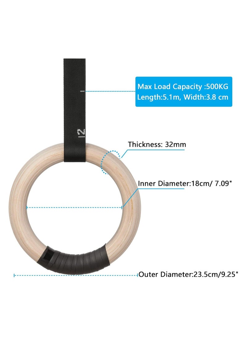ZILLEEN حلقات الجمباز حلقات الجمباز حلقات الجمباز الأولمبية مع حزام قبضة، أشرطة وعلامات إبزيم قابلة للتعديل، حلقات تدريب لكامل الجسم... - Image 5