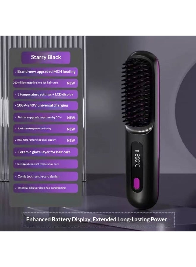 New Multi-Functional Straightening Comb with LCD Screen Ceramic-Heated Mini Straightening Comb Ultra-Portable - Image 2