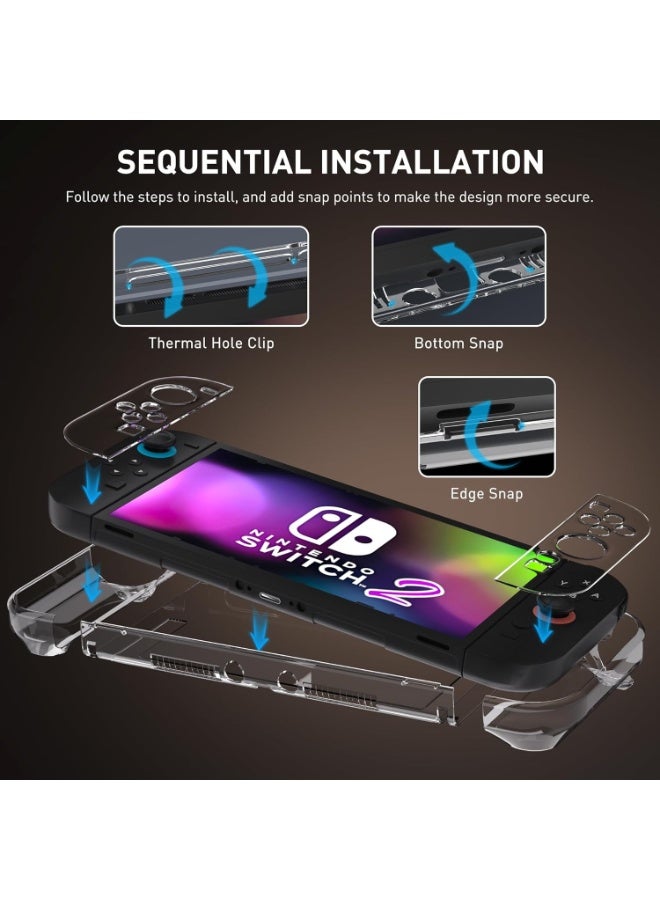 Switch 2 Dockable Case, Clear Protective Cover Skin Compatible with Nintendo Switch 2 2025 Console, Transparent Hardshell Support Switch 2 Charging Dock - Image 4