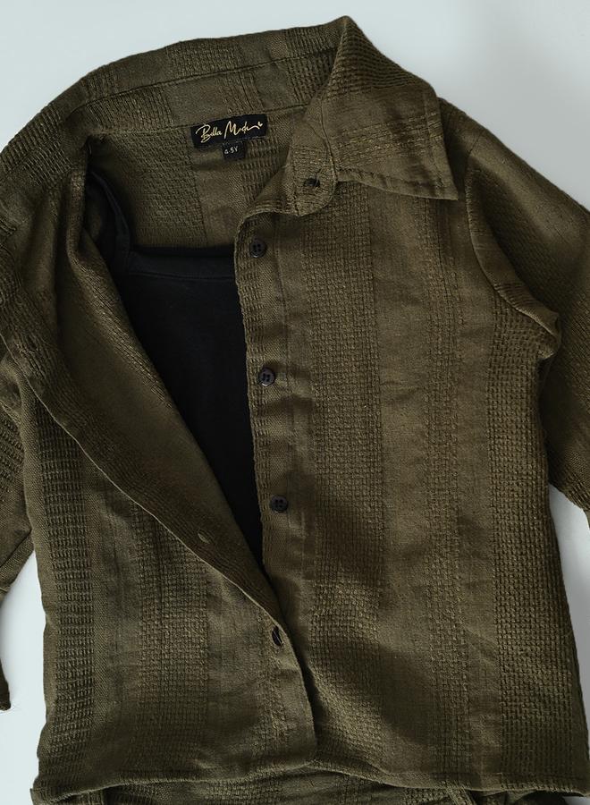 BELLA MODA Regular Fit Long Sleeves Shirt and Trousers Co-Ords Set - Image 3