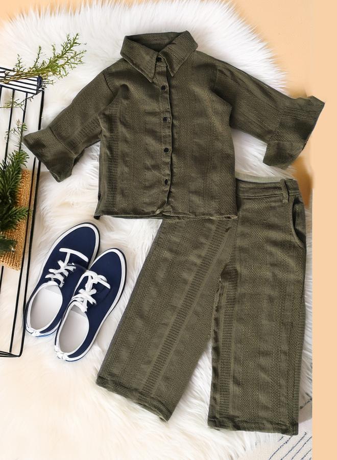 BELLA MODA Regular Fit Long Sleeves Shirt and Trousers Co-Ords Set - Image 1