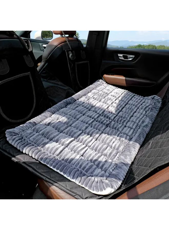 Grey Pet Car Seat Cover For Back Seat 60x130 Soft Non Slip Dog Travel Bed - Image 1