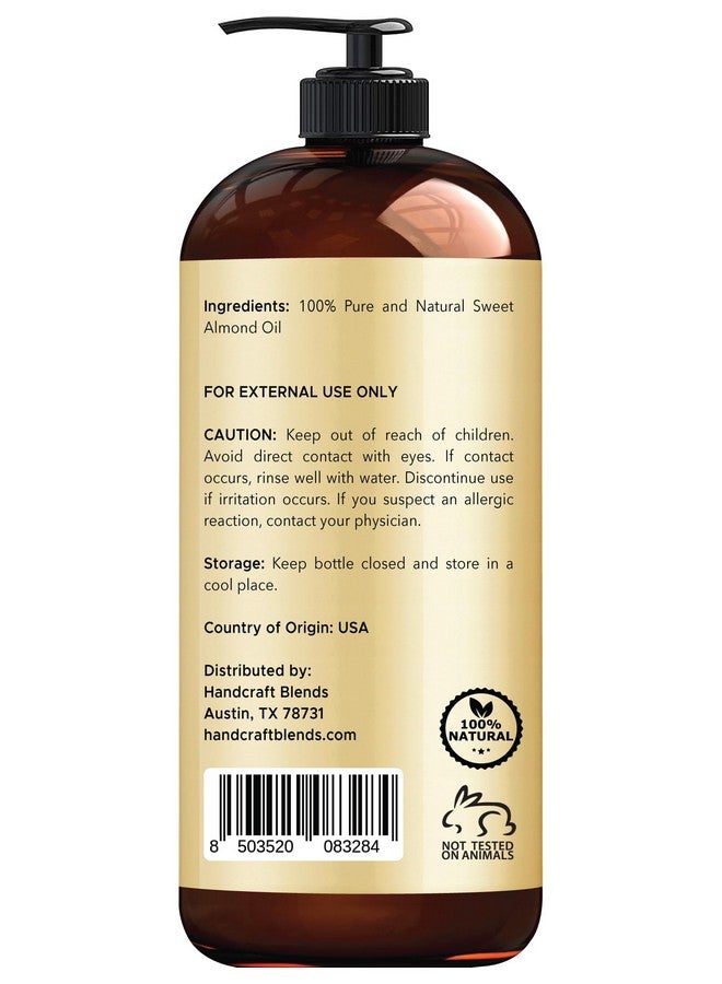 handcraft Blends Sweet Almond Oil - 16 Fl Oz - 100% Pure And Natural - Premium Grade Oil For Skin And Hair - Carrier Oil - Hair And Body Oil - Massage Oil - Hexane-Free - Image 2