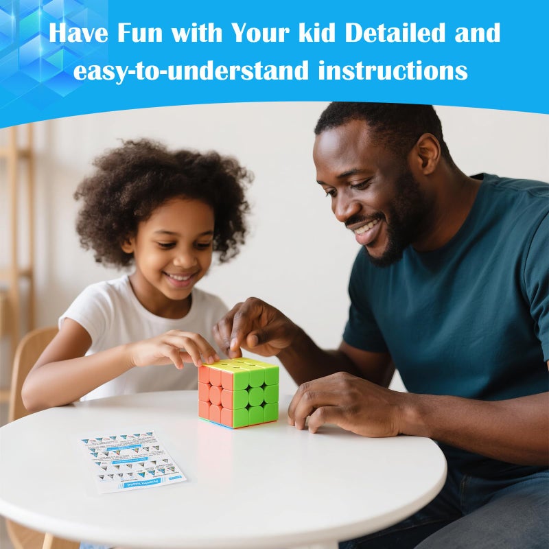 nabreeli 3x3 Speed Cube Stickerless with Stand & Tutorial: Problem-Solving Brain Teaser, Easy Turning Sensory Puzzle Toy Easter Gift Basket Stuffers for Boys 6-12, STEM Educational - Image 5