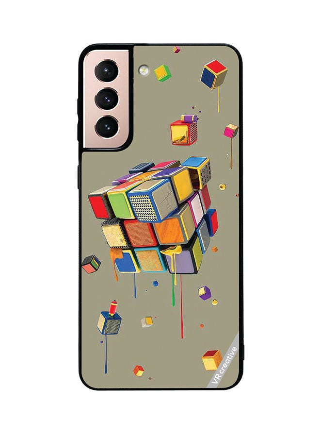 VR CREATIVE Protective Case Cover For Samsung Galaxy S21 Plus 5G Cubes Design Multicolour - Image 1