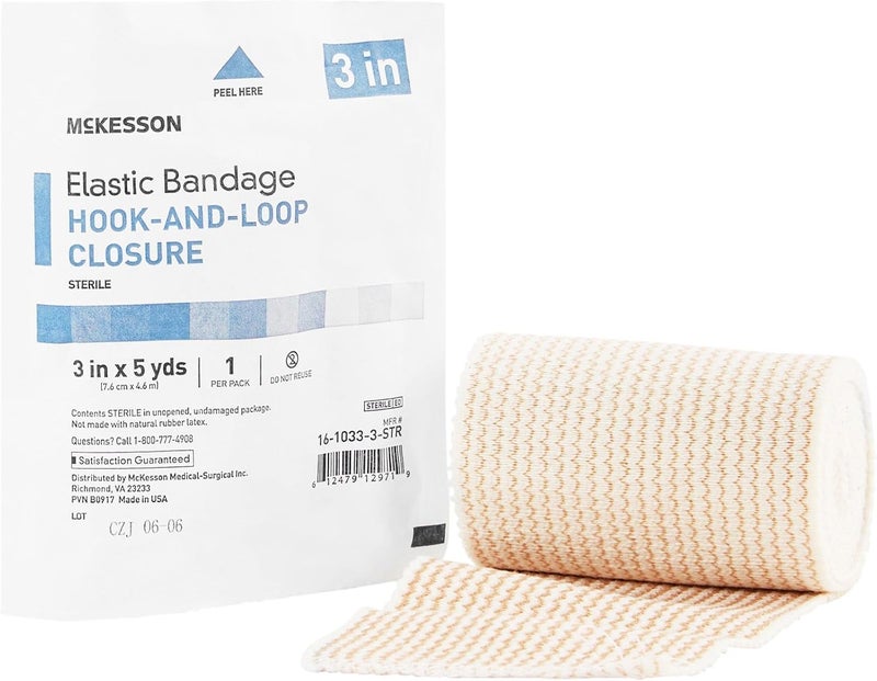McKesson Elastic Bandages Sterile Hook and Loop Closure 3 in x 5 yd 1 Count 1 Pack - Image 1