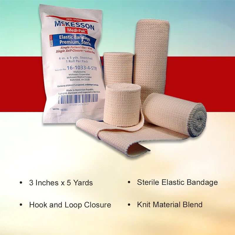 McKesson Elastic Bandages Sterile Hook and Loop Closure 3 in x 5 yd 1 Count 1 Pack - Image 2