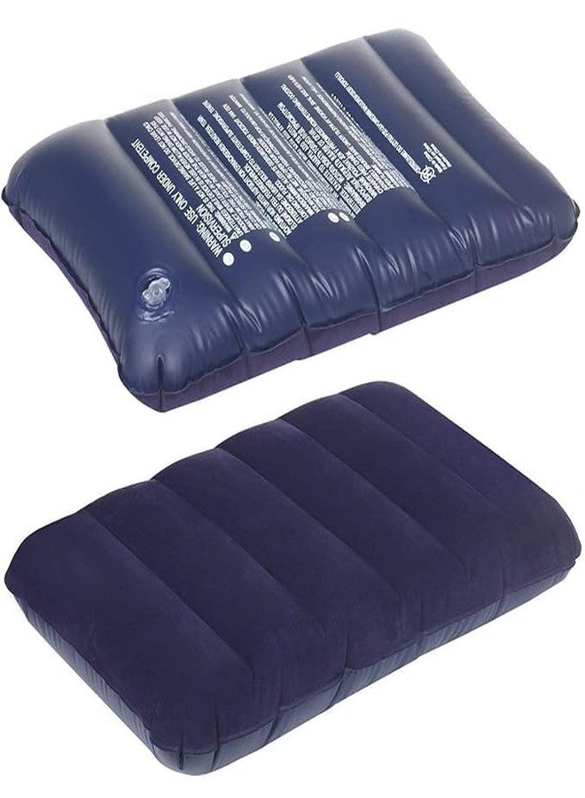 HONGID Inflatable Travel Pillow, Navy Blue PVC, Portable Camping Cushion, Lightweight Neck Support, Ribbed Design - Image 1