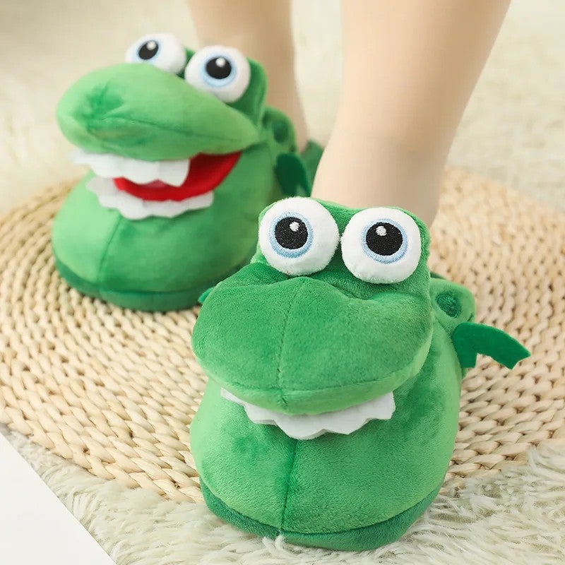 Y&D Unisex Adult & Kid Indoor Plush for Crocodile for Slippers Winter Warm Anti-slip Cotton Shoes with Open Mouth Cartoon Cute Cute - Image 3