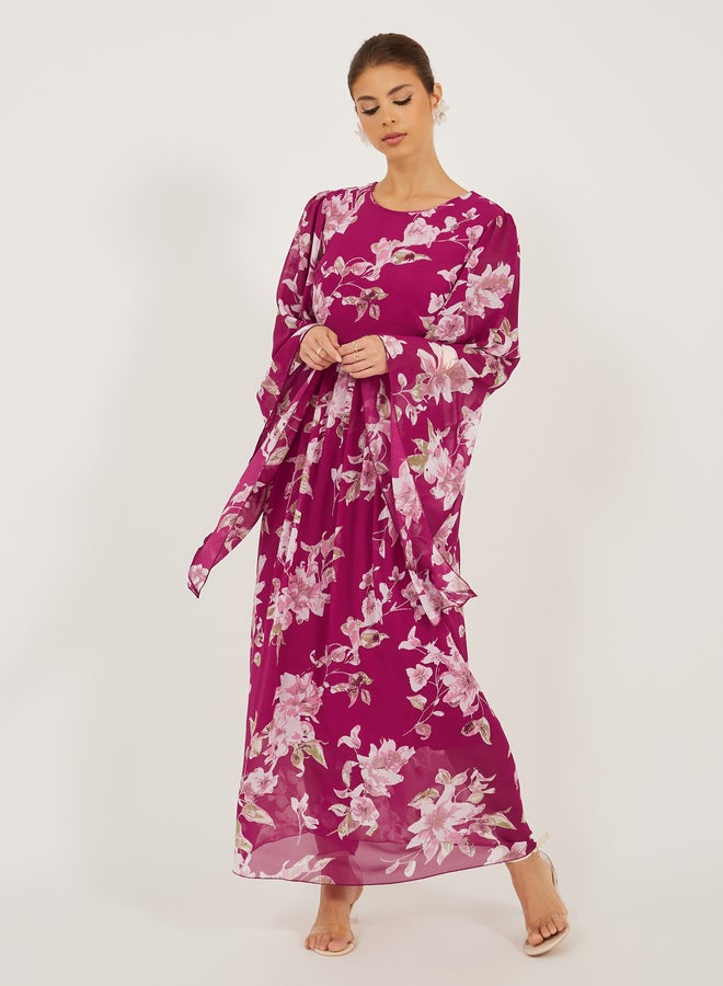Styli Floral Chiffon Maxi Dress - Image 2