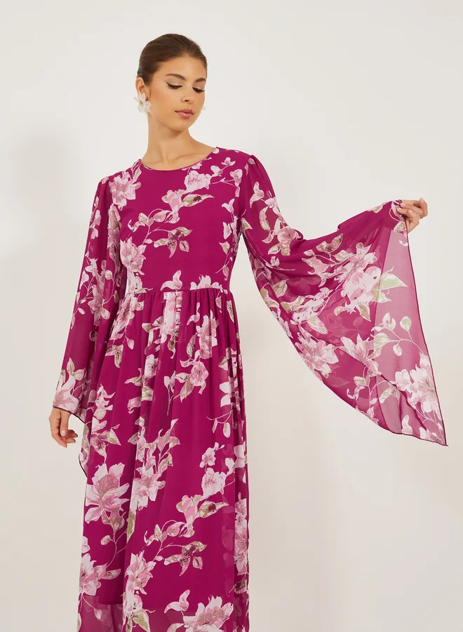 Styli Floral Chiffon Maxi Dress