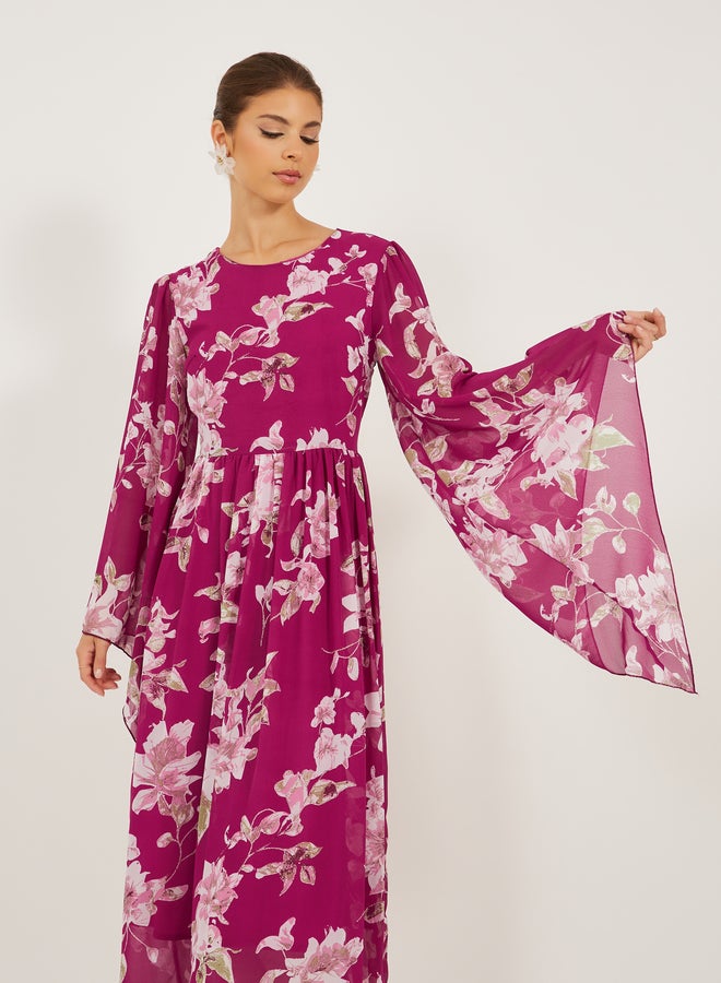 Styli Floral Chiffon Maxi Dress - Image 3