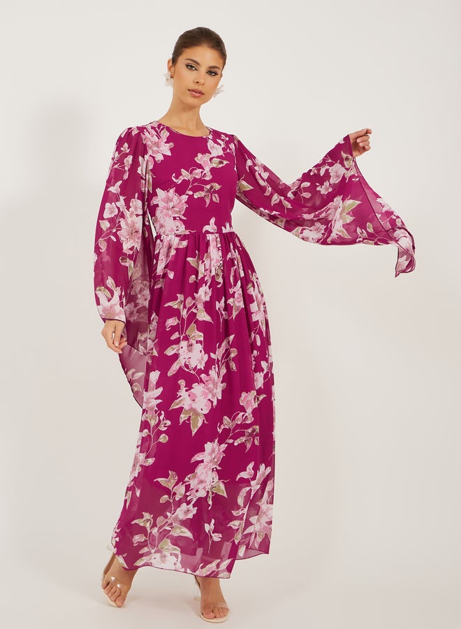 Styli Floral Chiffon Maxi Dress - Image 1