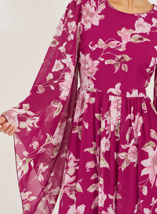 Styli Floral Chiffon Maxi Dress