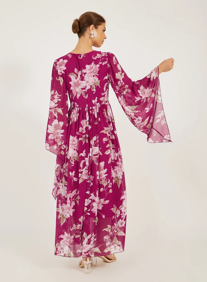 Styli Floral Chiffon Maxi Dress