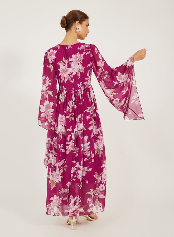 Styli Floral Chiffon Maxi Dress - Image 5
