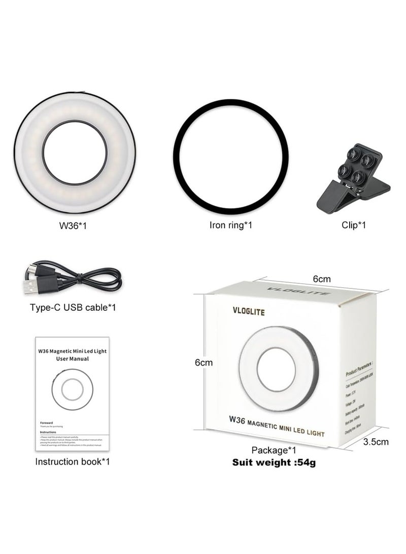 ضوء جيب مغناطيسي مع مشبك مغناطيسي للهواتف المحمولة ضوء سيلفي LED حلقة إضاءة ملء - Image 1