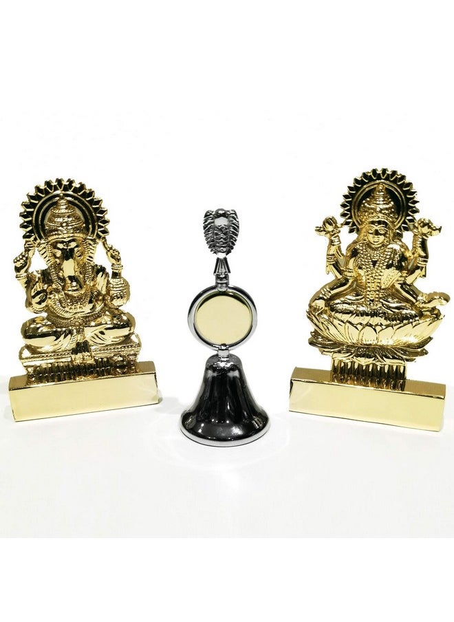 NorthLand Northland 24 Karat Gold Plated Laxmi Ganesha Idol Sculpture | Showpiece| Figurine with a Free Stainless Steel Bell for Puja Ghar | Prefect Gifts for Diwali  - Image 1