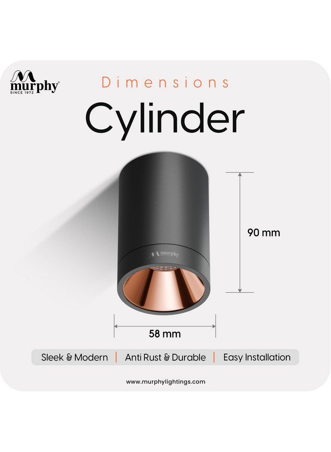 Murphy 10W Black Body Cylindrical Surface Mounted Spot Light Down Light (Warm White, Pack of 6)(Aluminium) - Image 4