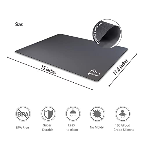 Fotouzy Plastic Cutting Boards with Food Icons, Flexible Cutting Mats, Set of 4, BPA-Free, Non-Porous, Non-slip Back and Dishwasher Safe, Modern Neutral Colors Gray - Image 4