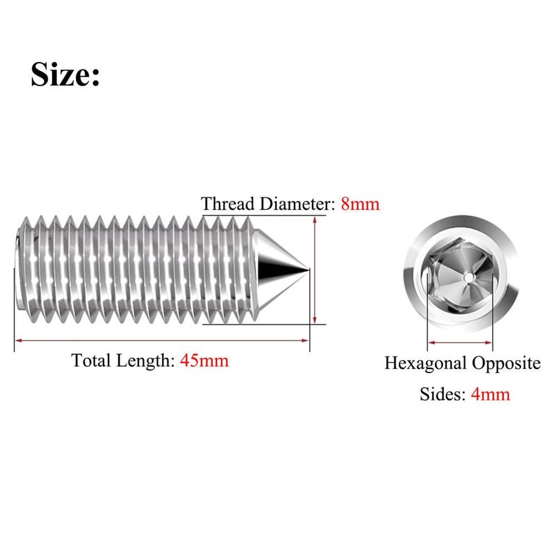 M8x45mm 304 Stainless Steel Hex Socket Set Screws 10 Pcs for Machinery and Home Repair - Image 3