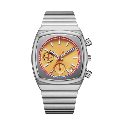 CILOA Mens Watches Chronograph Stainless Steel Waterproof Date Analog Business Fashion Wrist Watch for Men（Silver/Gold） - Image 1