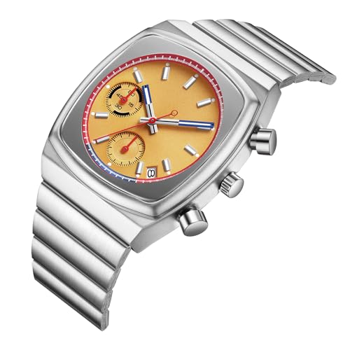 CILOA Mens Watches Chronograph Stainless Steel Waterproof Date Analog Business Fashion Wrist Watch for Men（Silver/Gold） - Image 2
