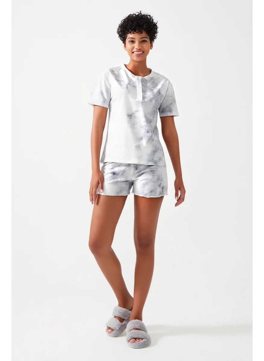 Los Ojos Women's Gray Batik Patterned Pajama Set Pj