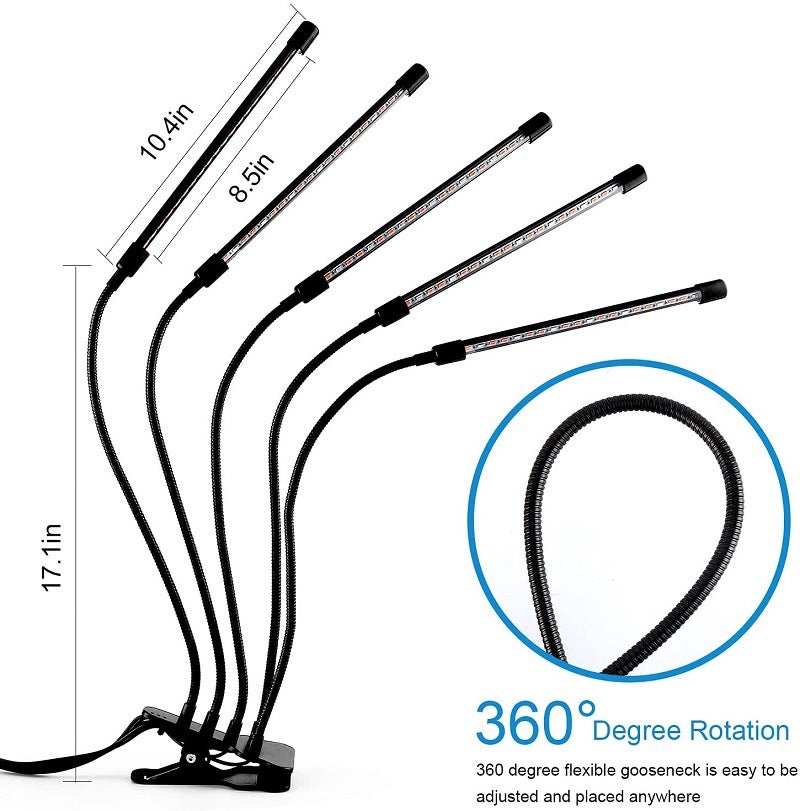 Generic Dual Head Clip-On LED Grow Lights with Timer Australian gauge adapter 