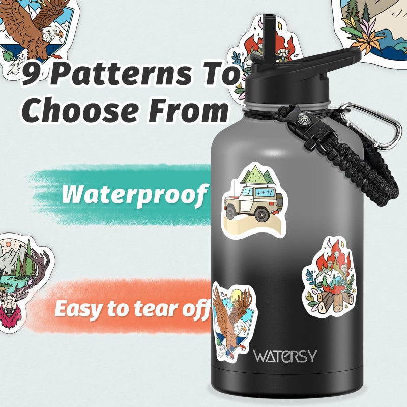 WATERSY 64oz Insulated Water Bottle (Cold for 48 Hrs),BPA Free&Leak Proof,Half Gallon Stainless Steel Water Flask,Water Jug with Straw Spout Lids for Gym,Hiking,Camping,Grey Black - Image 4